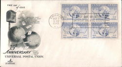 75th Anniversary Universal Postal Union Block of Stamps First Day Cover