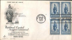 National Capital Sesquicentennial 1800-1950 Block of Stamps First Day Cover