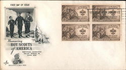 Honoring Boy Scouts of America Block of Stamps First Day Cover