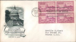 Commemorating the Legislative Branch of the United States Government Block of Stamps First Day Cover