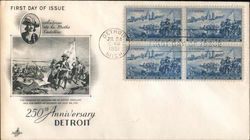 250th Anniversary Detroit Block of Stamps First Day Cover