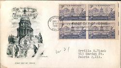 75th Anniversary of the Statehood of Colorado 1876-1951 Block of Stamps First Day Cover