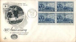 50th Anniversary of American Automobile Association 1902-1952 - Safety Block of Stamps First Day Cover