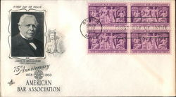 75th Anniversary American Bar Association 1878-1953 Block of Stamps First Day Cover