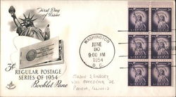 3 cent Regular Postage Series of 1954 Block of Stamps First Day Cover