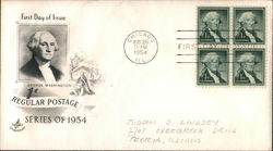 Series of 1954 Block of Stamps First Day Cover