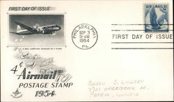 4c Airmail Postage Stamp 1954 First Day Covers First Day Cover First Day Cover First Day Cover