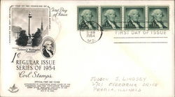 1¢ Regular Issue Series of 1954 Coil Stamps Block of Stamps First Day Cover