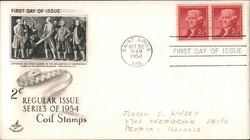 2c Regular Issue Coil Stamps Series of 1954 First Day Cover