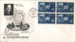 Rotary's Golden Anniversary Block of Stamps First Day Cover