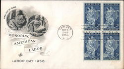 Honoring American Labor Block of Stamps First Day Cover