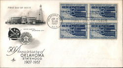 50th Anniversary of Oklahoma Statehood 1907-1957 Block of Stamps First Day Covers First Day Cover First Day Cover First Day Cover