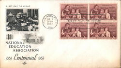 National Education Association Centennial 1857-1957 Block of Stamps First Day Cover