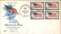 HONORING THE AMERICAN FLAG Block of Stamps First Day Covers First Day Cover First Day Cover First Day Cover