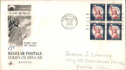 8¢ Regular Postage Series of 1954-58 (revised) Block of Stamps First Day Cover