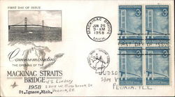 Commemorating the Opening of the Mackinac Straits Bridge, 1958, St. Ignace, Mich. First Day Covers First Day Cover First Day Cov First Day Cover