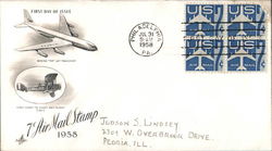 7¢ Air Mail Stamp 1958 Block of Stamps First Day Covers First Day Cover First Day Cover First Day Cover