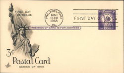 3c Postal Card Series of 1958 First Day Cover