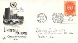 United Nations 4¢ Regular Postage 1958 First Day Covers First Day Cover First Day Cover First Day Cover