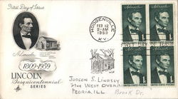 Abraham Lincoln Sesquicentennial Series 1809-1959 Block of Stamps First Day Covers First Day Cover First Day Cover First Day Cover