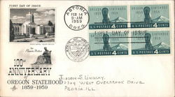 100th Anniversary of Oregon Statehood 1859-1959 Block of Stamps First Day Covers First Day Cover First Day Cover First Day Cover