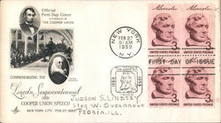 Commemorating the Lincoln Sesquicentennial and Cooper Union Speech Block of Stamps First Day Covers First Day Cover First Day Co First Day Cover