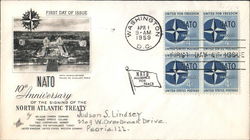 NATO - 10th Anniversary of the Signing of the North Atlantic Treaty Block of Stamps First Day Cover