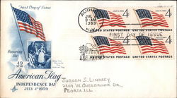 Honoring the 49-Star American Flag, Independence Day, July 4, 1959 Block of Stamps First Day Covers First Day Cover First Day Co First Day Cover