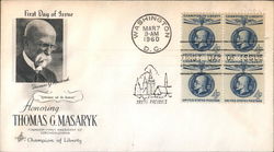 Honoring Thomas G. Masaryk - Champion of Liberty Block of Stamps First Day Cover