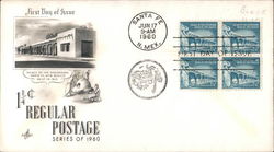 Regular Postage Series of 1960 Block of Stamps First Day Cover