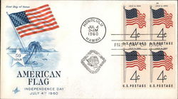 Honoring the 50 Star American Flag, Independence Day July 4, 1960 Block of Stamps First Day Covers First Day Cover First Day Cov First Day Cover