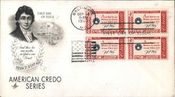 American Credo Series - Francis Scott Key Block of Stamps First Day Cover