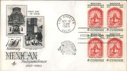 150th Anniversary of Mexican Independence Block of Stamps First Day Covers First Day Cover First Day Cover First Day Cover