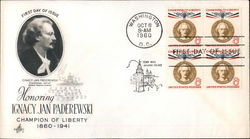 Honoring Ignacy Jan Paderewski Champion of Liberty 1860-1941 Block of Stamps First Day Covers First Day Cover First Day Cover First Day Cover