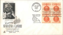 Honoring Mahatma Gandhi Block of Stamps First Day Cover