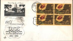 100th Anniversary Kansas Statehood 1861-1961 Block of Stamps First Day Covers First Day Cover First Day Cover First Day Cover