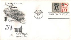 13¢ Airmail Stamp Series of 1961 - Let Freedom Ring First Day Cover