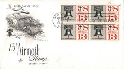 13c Airmail Stamp Series of 1961 Block of Stamps First Day Covers First Day Cover First Day Cover First Day Cover