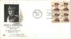 John J. Pershing, American Military Leader 1860-1948 8¢ Regular Postage Series of 1961 Block of Stamps First Day Cover