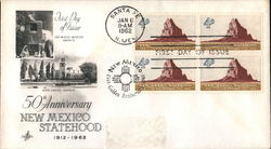 50th Anniversary of New Mexico Statehood 1912-1962 Block of Stamps First Day Cover