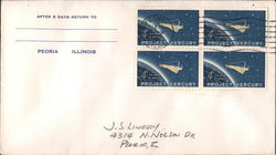 After 5 days return to Peoria, Illinois Block of Stamps First Day Cover