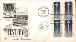 Century 21 Exposition, Seattle, Washington Block of Stamps First Day Cover