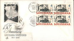 150th Anniversary Louisiana Block of Stamps First Day Cover