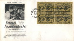 National Apprentice Act 25th Anniversary Block of Stamps First Day Cover