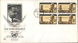 Dag Hammarskjold 1905-1961 Block of Stamps First Day Cover