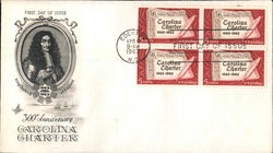 300th Anniversary Carolina Charter Block of Stamps First Day Covers First Day Cover First Day Cover First Day Cover