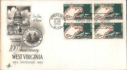 100th Anniversary West Virginia Statehood Block of Stamps First Day Covers First Day Cover First Day Cover First Day Cover