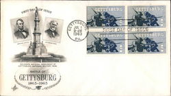 Battle of Gettysburg 1863-1963 Block of Stamps First Day Cover