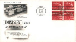 Luminescent Tagged 8¢ Air Mail Stamp Block of Stamps First Day Covers First Day Cover First Day Cover First Day Cover