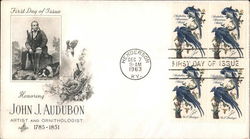 Honoring John J. Audubon, Artist and Ornithologist 1785-1851 Block of Stamps First Day Cover